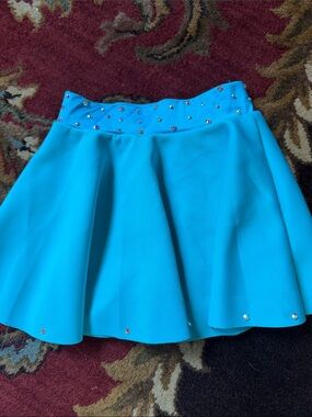 Weissman Blue Embellished Skater Skirt